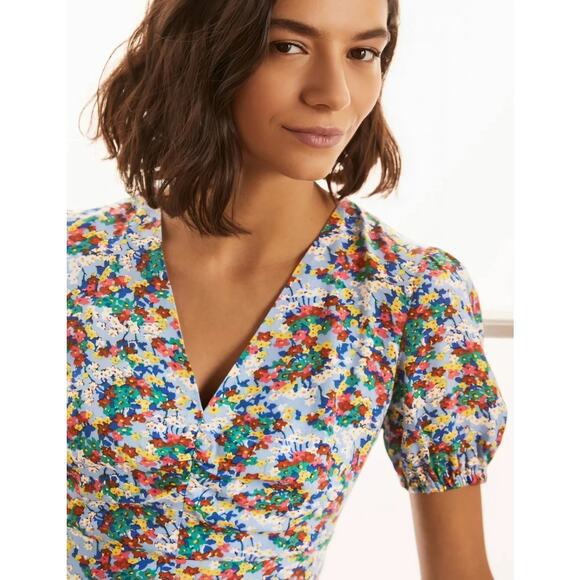 Boden Hazy Blue Ditsy Field Floral Tessa Midi Dress Size 10R - Picture 2 of 16